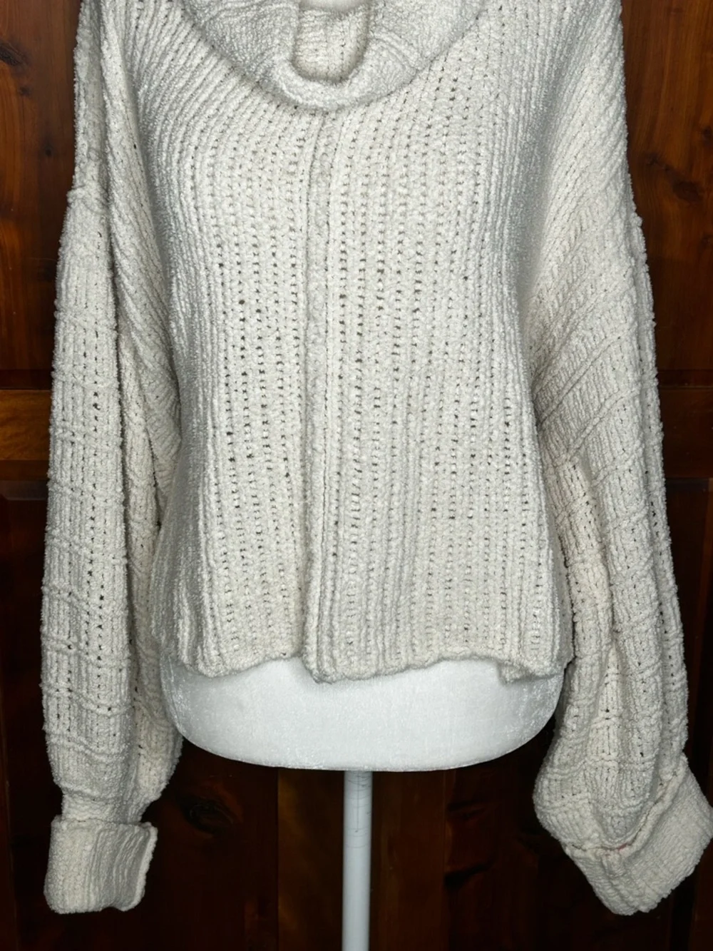 Free People "Be Yours" Cowl Neck Chunky Pullover Sweater Oversized Cottagecore - Picture 7 of 17
